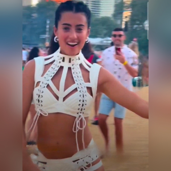 Dolls Kill Club Exx Harness Cream Shorts Bottom - Picture 12 of 15